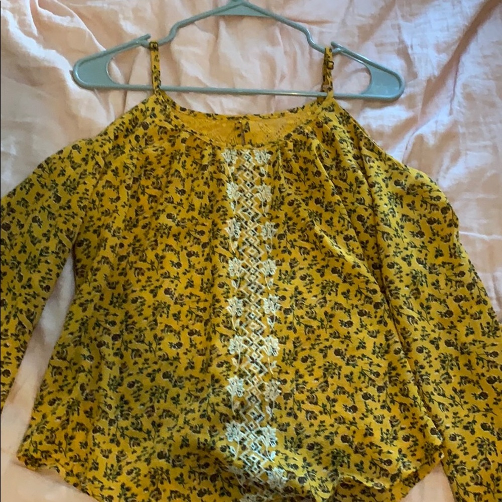 Rewind S Cold Shoulder Yellow Blouse